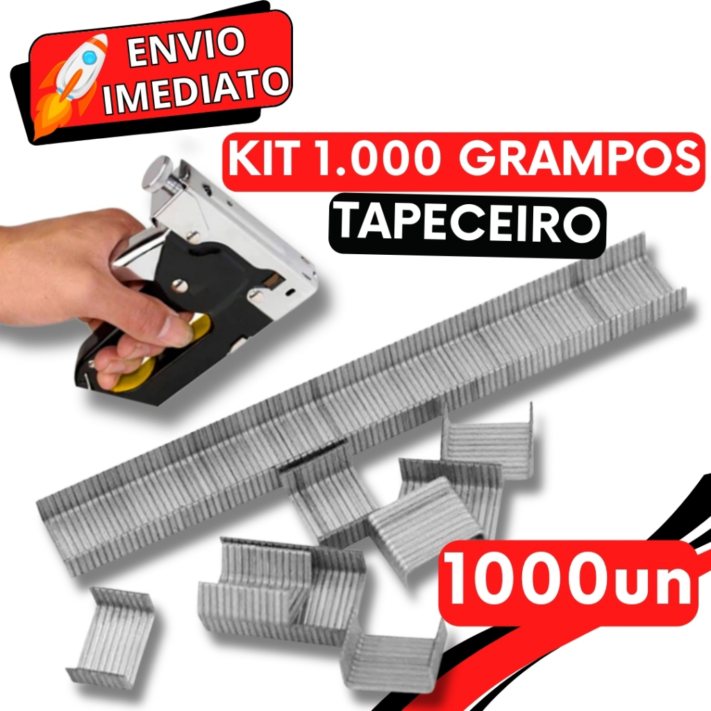 KIT Jogo 1.000 Grampo Grampeador de Tapeceiro Galvanizado 8mm Para Madeira Tapeçaria Tecidos Sofá Poltrona Banco Toldo em Oferta na Shopee