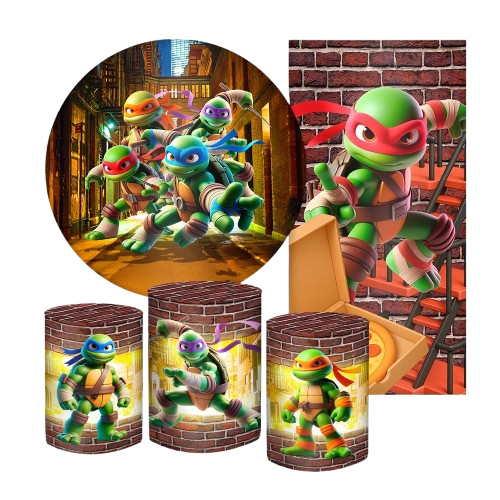 KIT PAINEL DE FESTA TARTARUGAS NINJAS CUTE BABY EM TECIDO SUBLIMADO em Oferta na Shopee