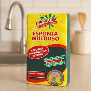 Kit com 15 Esponjas de Louça Esponflora Dupla Face Multiuso - Limpeza Pesada e Suave em Oferta na Shopee