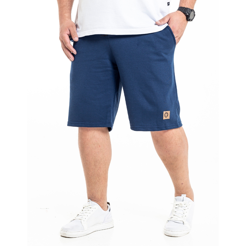 Bermuda Moletom Plus Size Masculina Com Bolsos Elástico e Cordão Ajustável Short Extra Grande Academia