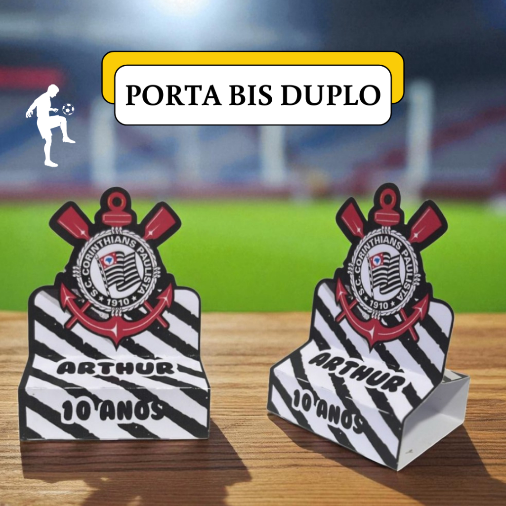 20 Porta Bis Duplo Personalizado Timao  Corintians – Lembrancinha Festa Infantil, Aniversário, Decoração Menino e Menina