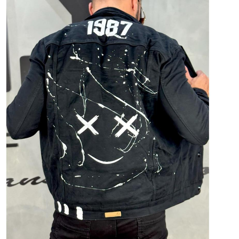 Jaqueta Preta De Sarja Premium Estilo Street Com Lycra