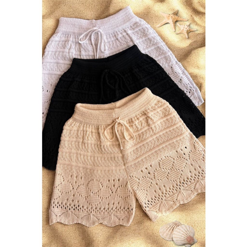 SAÍDA DE PRAIA SHORT TRICOT CORDÃO AJUSTÁVEL TRICÔ MODA VERÃO 2025 DIVERSAS CORES TRICÔ