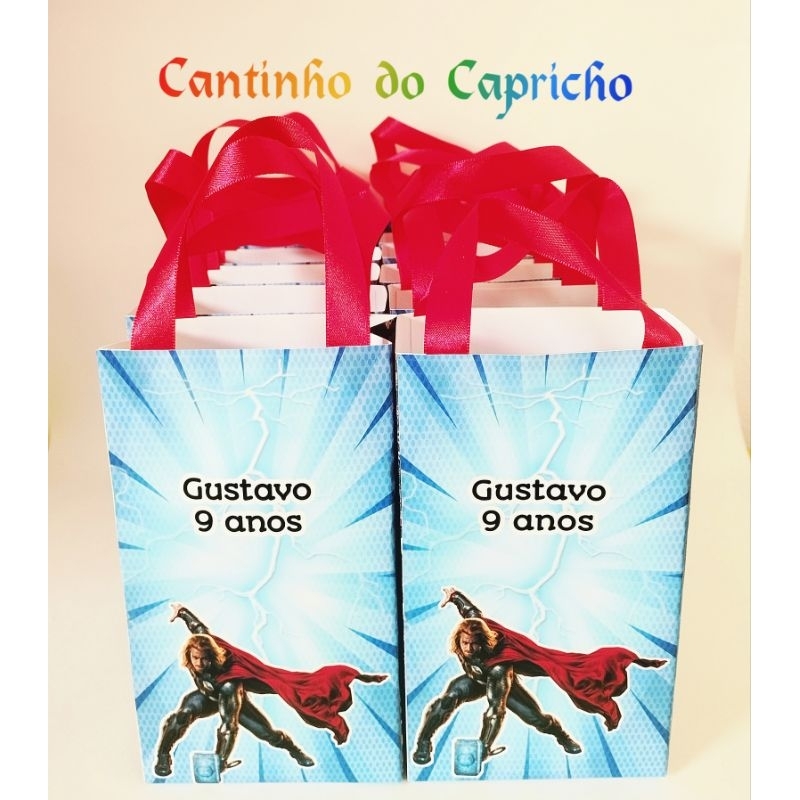 kit 10 Sacolinhas Surpresa Thor  Personalizadas/Lembrancinhas/Festa/Aniversário.