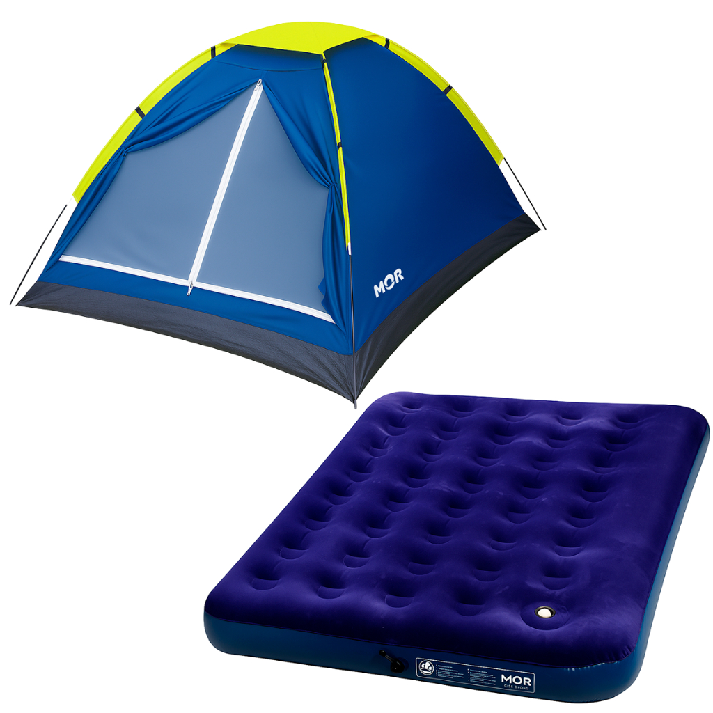Kit Barraca Toca 4 pessoas Com Colchao Casal Inflavel Resistente Cabana Casal Ideal Pesca Viagem