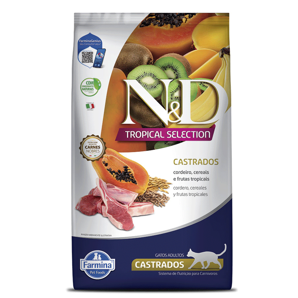 Ração N&D Tropical Selection Gatos Castrados Cordeiro Ração ND 1,5 kg