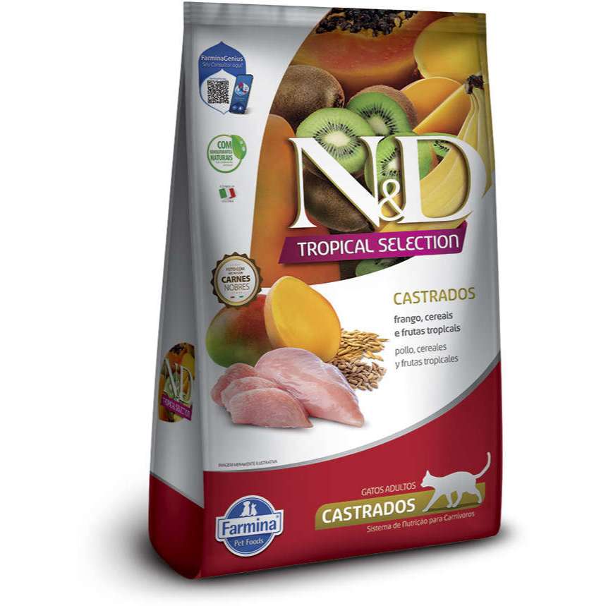 Ração N&D Tropical Selection Gatos Castrados sabor Frango Ração ND 7 kg