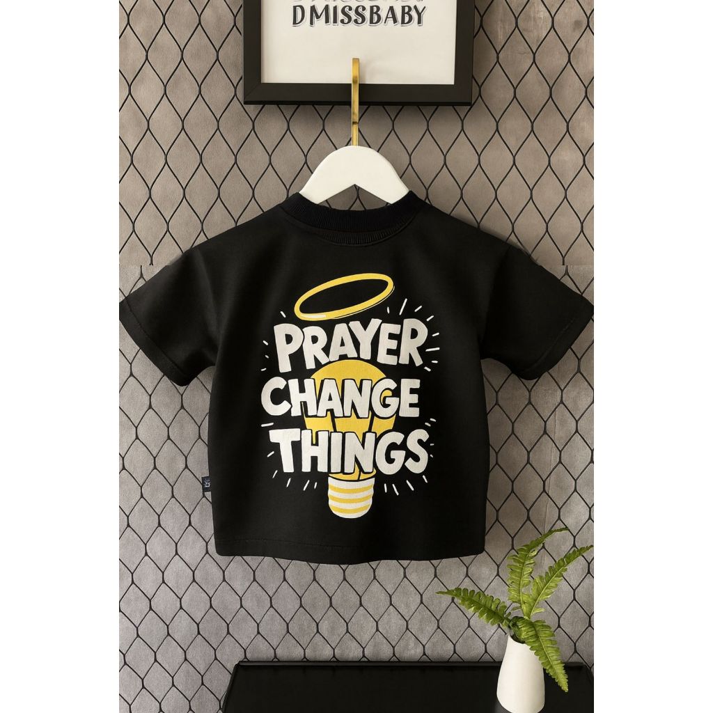 Camiseta Infantil Menino Streetwear Oversized –Tecido Premium Grosso Encorpado-FORMA GRANDE- Camisa oração preta