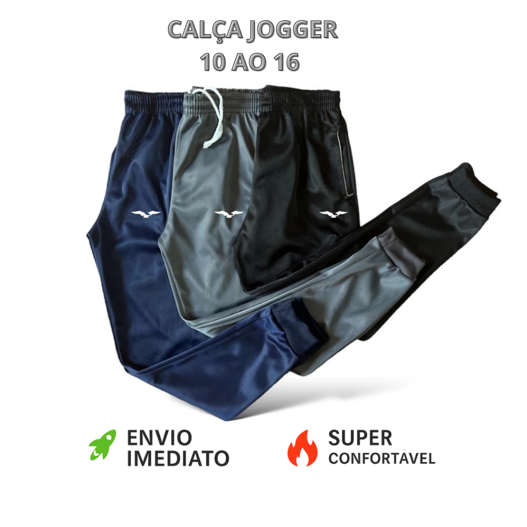 Calças Jogger Infantil Masculina Inverno Escolar Flanelada em Oferta na Shopee