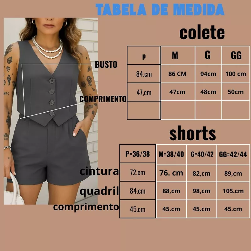 Conjunto Feminino Shorts e Colete Nova Tendência Primavera Verão 2026 — foto 8