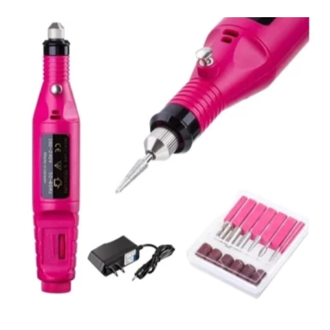 Lixa Rosinha Caneta Lixadeira Motor Unha Elétrica Profissional Bivolt Rosa-LM em Oferta na Shopee