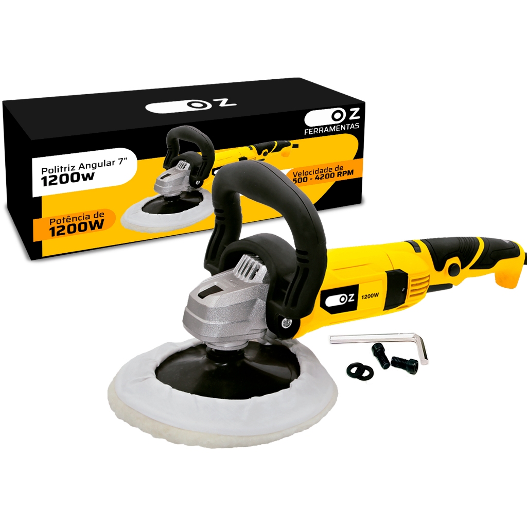Politriz Angular Automotiva 7 Polegadas 1200w 500-4200rpm 110v Pz1000 Oz em Oferta na Shopee