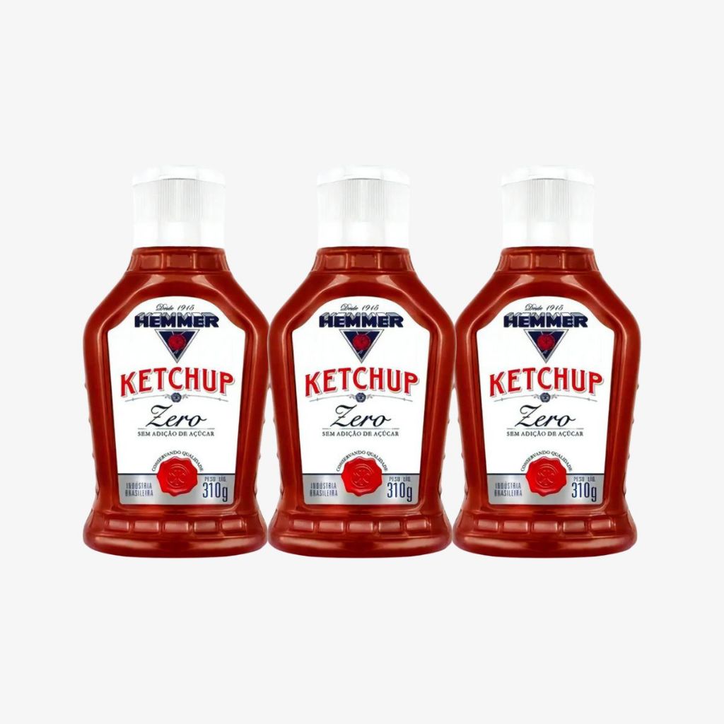 Ketchup Zero Hemmer Sem Adição de Açúcar 310g - Escolha A Quantidade!
