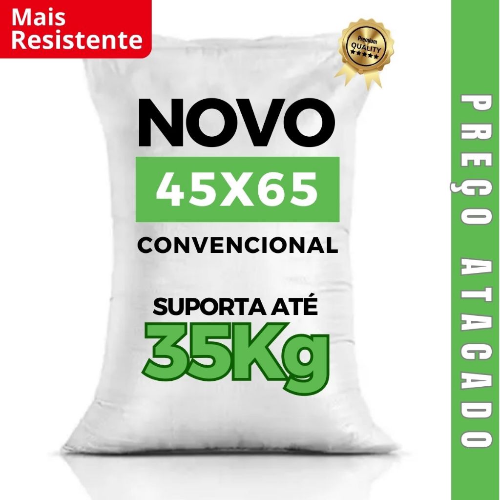 Kit Saco de Ráfia Novo Branco 45x65 Sacaria Entulho Construção Ração Grãos