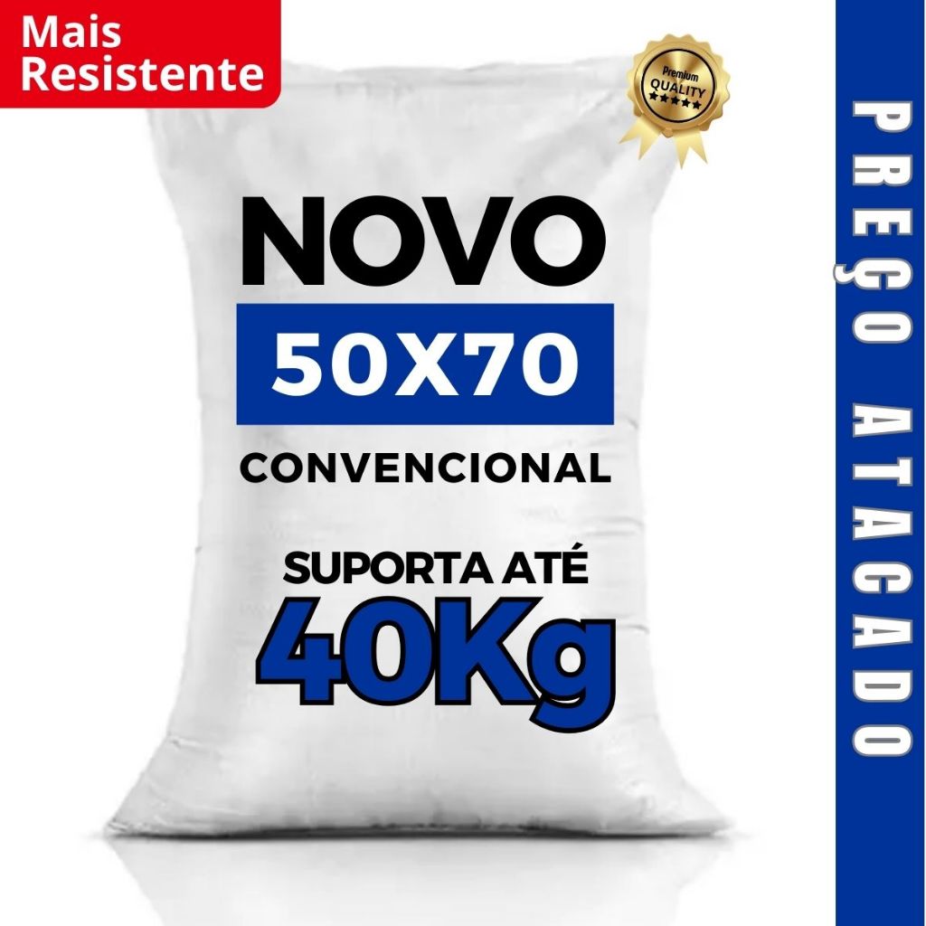 Kit Saco de Ráfia Novo Liso Branco 50x70 Sacaria Entulho Construção Ração Grãos Fertilizante