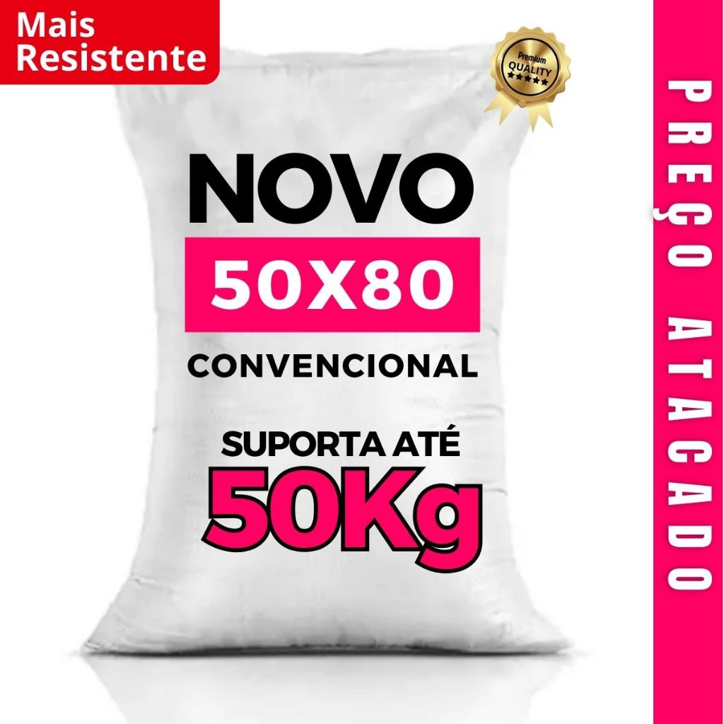 Kit Saco de Ráfia Novo Liso Branco 50x80 Sacaria Entulho Construção Ração Grãos