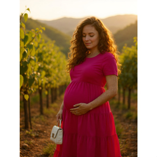 Vestido Mídi Soltinho Gravidez para Chá Revelação Menina Menino Duas Cores Manga Curta em Oferta na Shopee