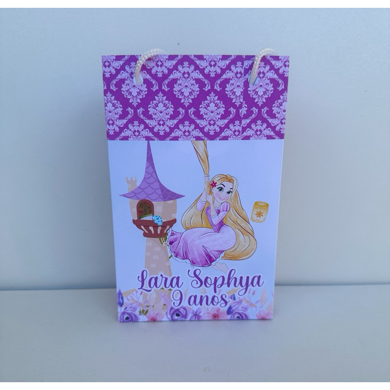 Sacolinha Personalizada Princesa Rapunzel Enrrolados Aquarela PEGUE E MONTE | Personalizados lembrancinhas mimos