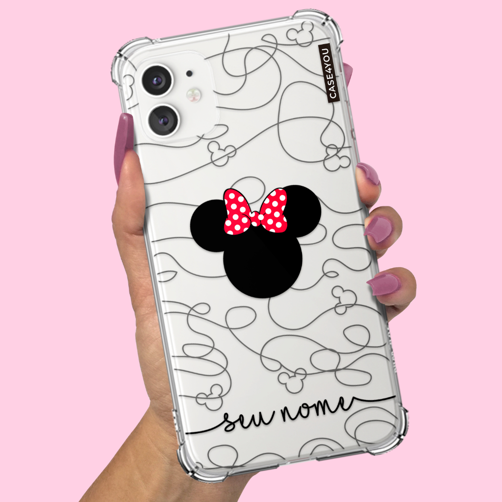 Capa Capinha para Samsung Galaxy A10 A10s A11 A12 A13 A14 A15 A16 A17 Anti-impacto Personalizada Minnie Linhas