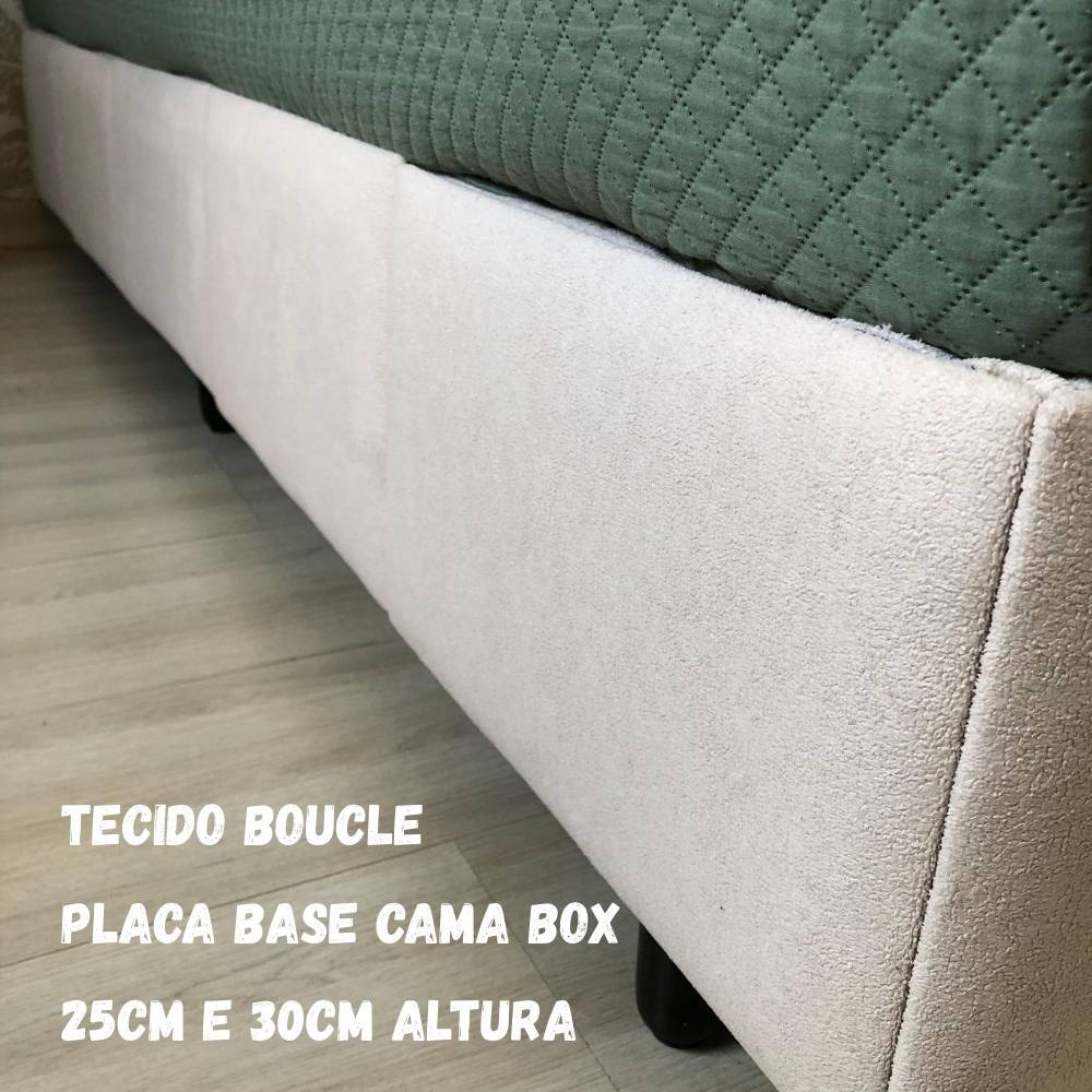 Placa Base Box Casal Queen e King Tecido Boucle 14 Modulos 30cm de Altura Cama Box