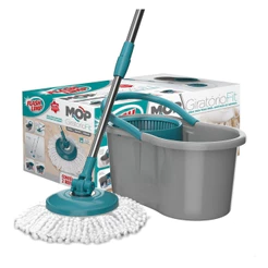Mop Giratório Balde 8 Litros Original Flash Limp com Cabo Inox e Refil Microfibra