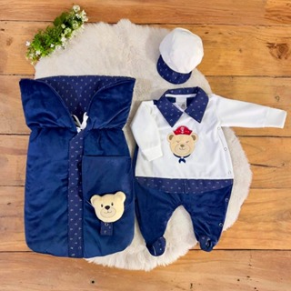 Saída Maternidade Menino Roupa de Bebê Plush Bryan Kit 4 Peças em Oferta na Shopee