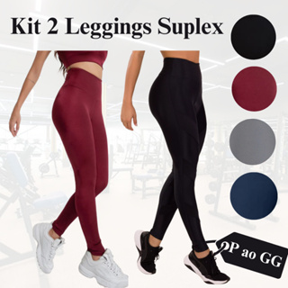 Kit C/ 2 Calças Legging Suplex Feminina Fitness Cós Alto em Oferta na Shopee