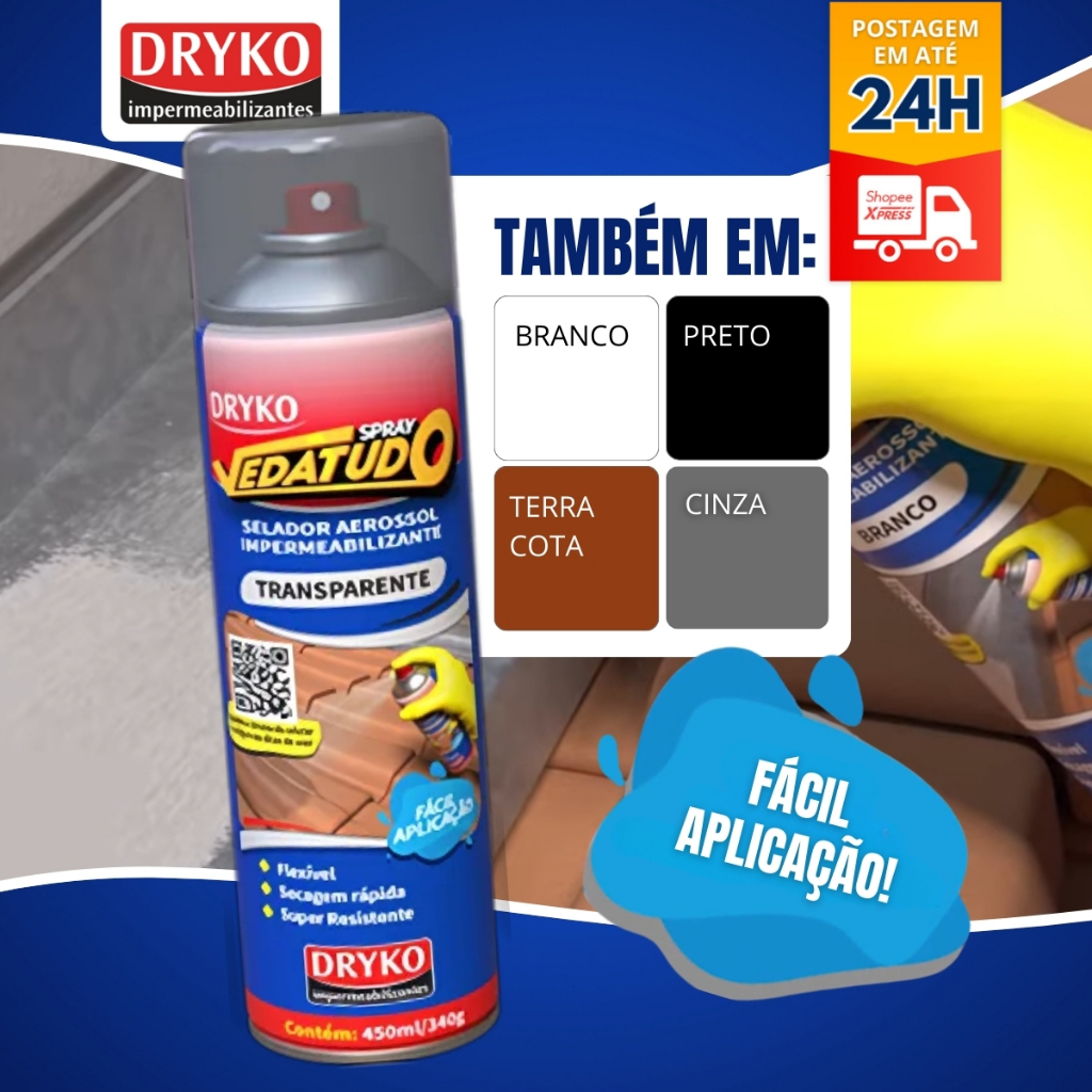 Borracha Líquida Spray Impermeabilizante Veda 400ml preto-branca-transparente