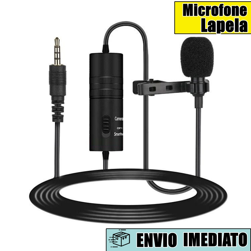 Microfone Lapela Profissional Condensado Omnidirecional WVNGR-M1 + 2 Bateria Reserva