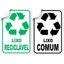 Kit 2 Adesivos Vinil Lixo Reciclável e Lixo Comum Sinalização Identificação Lixeira