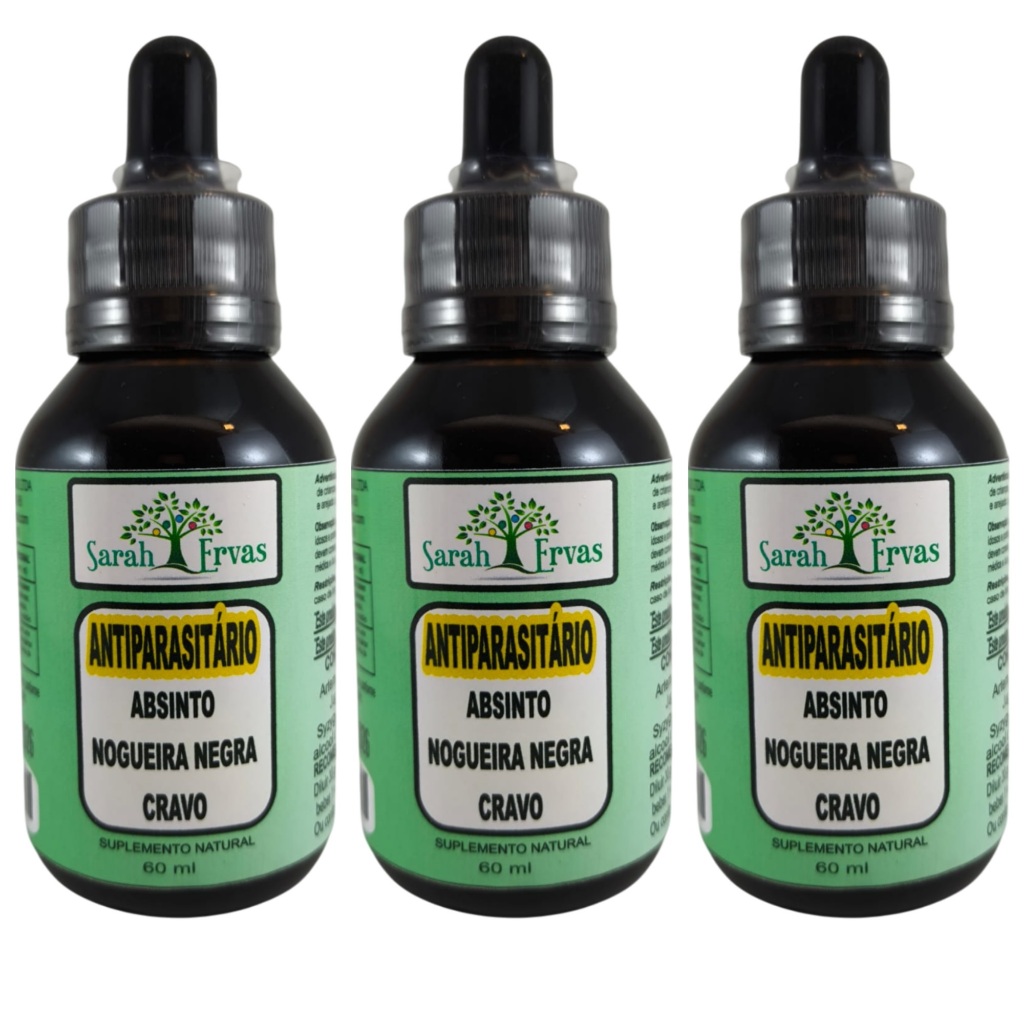 3 Tintura Antiparasitária 60mL - (Absinto, Nogueira negra e Cravinho) em Oferta na Shopee