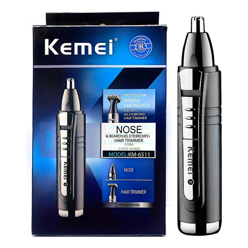 Aparador cortador de pelos nariz orelhas barba cabelo Kemei km-6511 2 em 1 Profissional em Oferta na Shopee