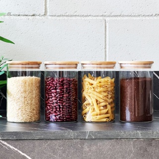 Kit 4 Potes Herméticos de Vidro com Tampa de Bambu 1000ml em Oferta na Shopee