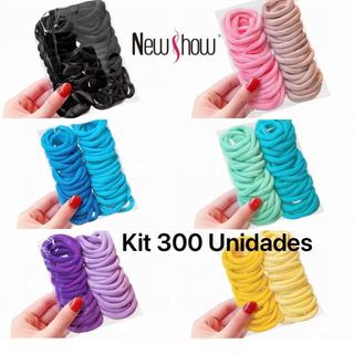 Kit 300 Unidades Xuxinha Elástico de Cabelo Xuxinha Criança Adulto Rabicó-Grande