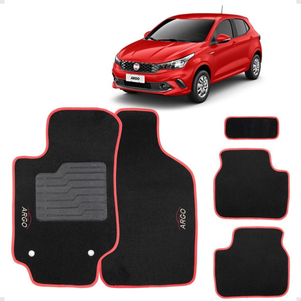 Jogo De Tapete - Carpete -Bordado - Compatível - Fiat Argo ano 2016 - 2025 - Automóvel - Carro em Oferta na Shopee