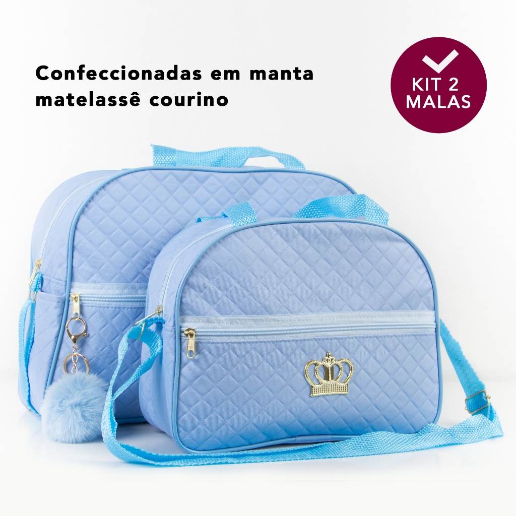 Kit Bolsa Maternidade 2 peças Varias Cores Lisas Mala Maternidade Mochila Maternidade Menino Menina C/ POMPOM em Oferta na Shopee