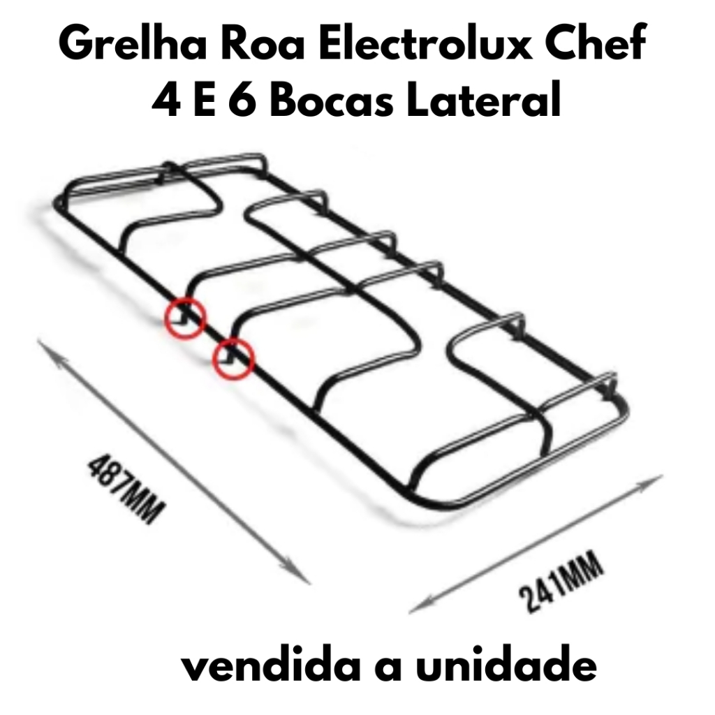 Grelha Fogão Eletrolux Chefe 4 E 6 Bocas Lateral Unidade