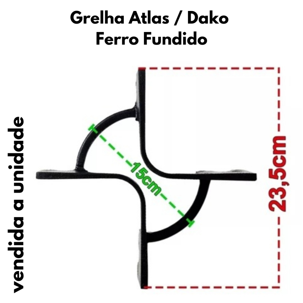 Grade Trempe Grelha Ferro Fundido Fogão Atlas Agile Glass