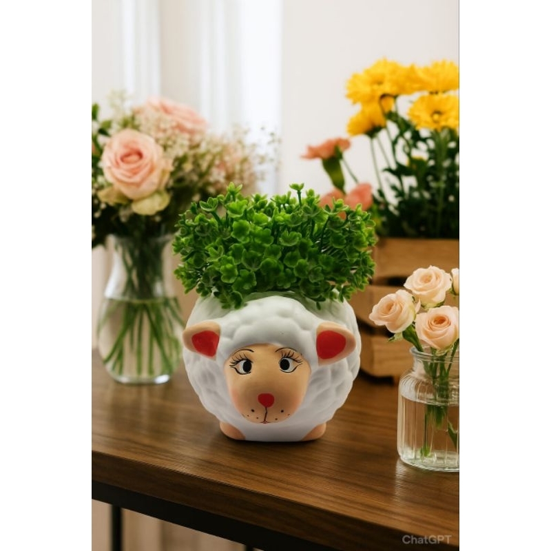 Cachepot Ovelhinha Cerâmica, Sala, Jardim, Decoração, Lembrancinhas em Oferta na Shopee