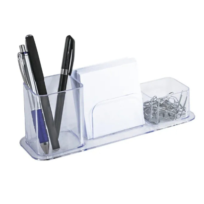 Porta Canetas Triplo Home Office Organizador Mesa Escritório Cristal Dello