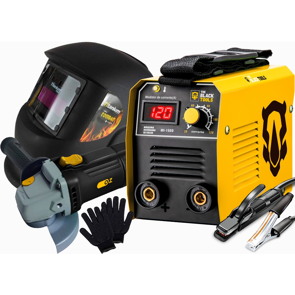 Máquina Inversora Solda Com Esmerilhadeira Lixadeira Angular + Mascara De Solda E Luva De Pedreiro em Oferta na Shopee
