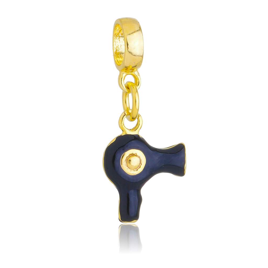 Pingente Berloque Secador De Cabelo Cabeleireira Banhado a Ouro 18k