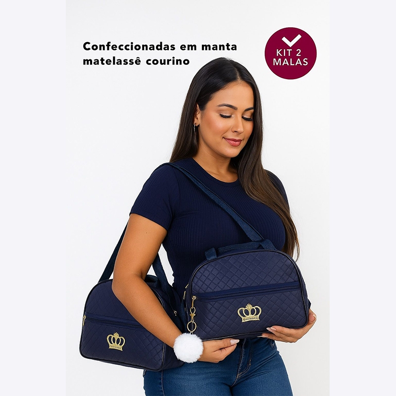 Kit Bolsa Maternidade 2 peças Varias Cores Lisas Mala Maternidade Mochila Maternidade Menino Menina Com POMPOM em Oferta na Shopee