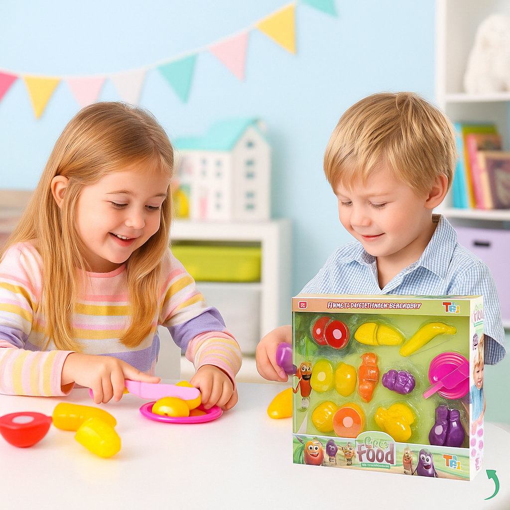 Kit Frutas Legumes Brinquedo Infantil Conjunto Educativo Velcro Estimulo Diversão Imaginação Criança
