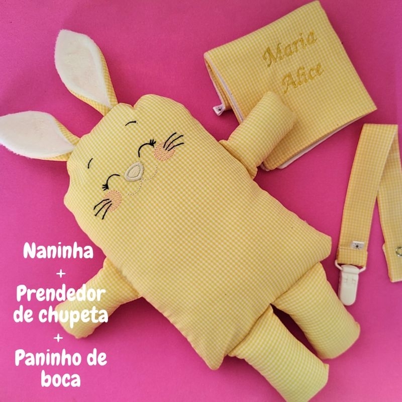 Naninha para Bebê Antialérgica 100% Algodão Kit Prendedor de Chupeta e Paninho Toalhinha de Boca Conforto e Segurança