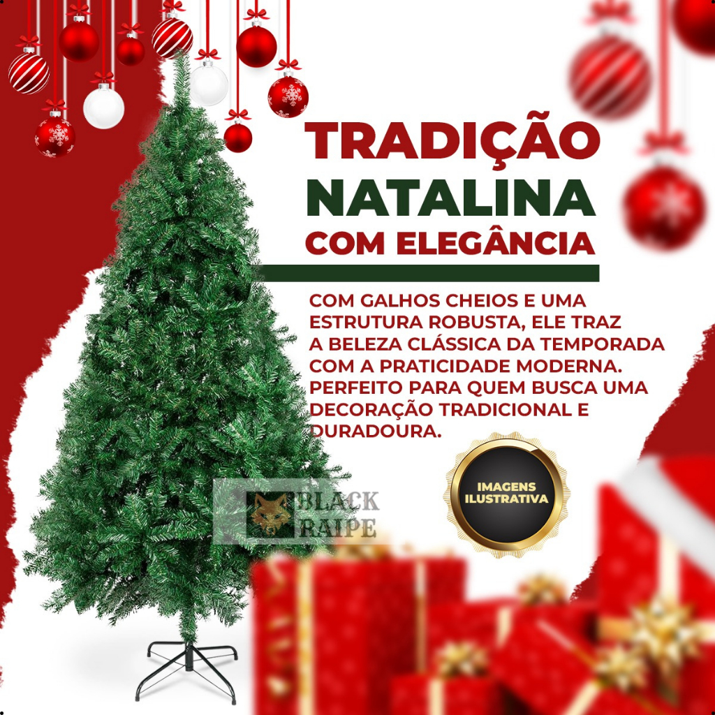 Árvore de natal verde tradicional pinheiro cheia luxuosa canadense modelo PREMIUM