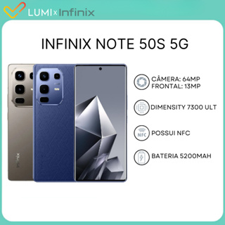 Infinix Note 50S 5G 256GB Armazenamento e 8GB RAM, Processador Dimensity 7300 Ultimate, Câmera 64MP, Versão Global em Oferta na Shopee