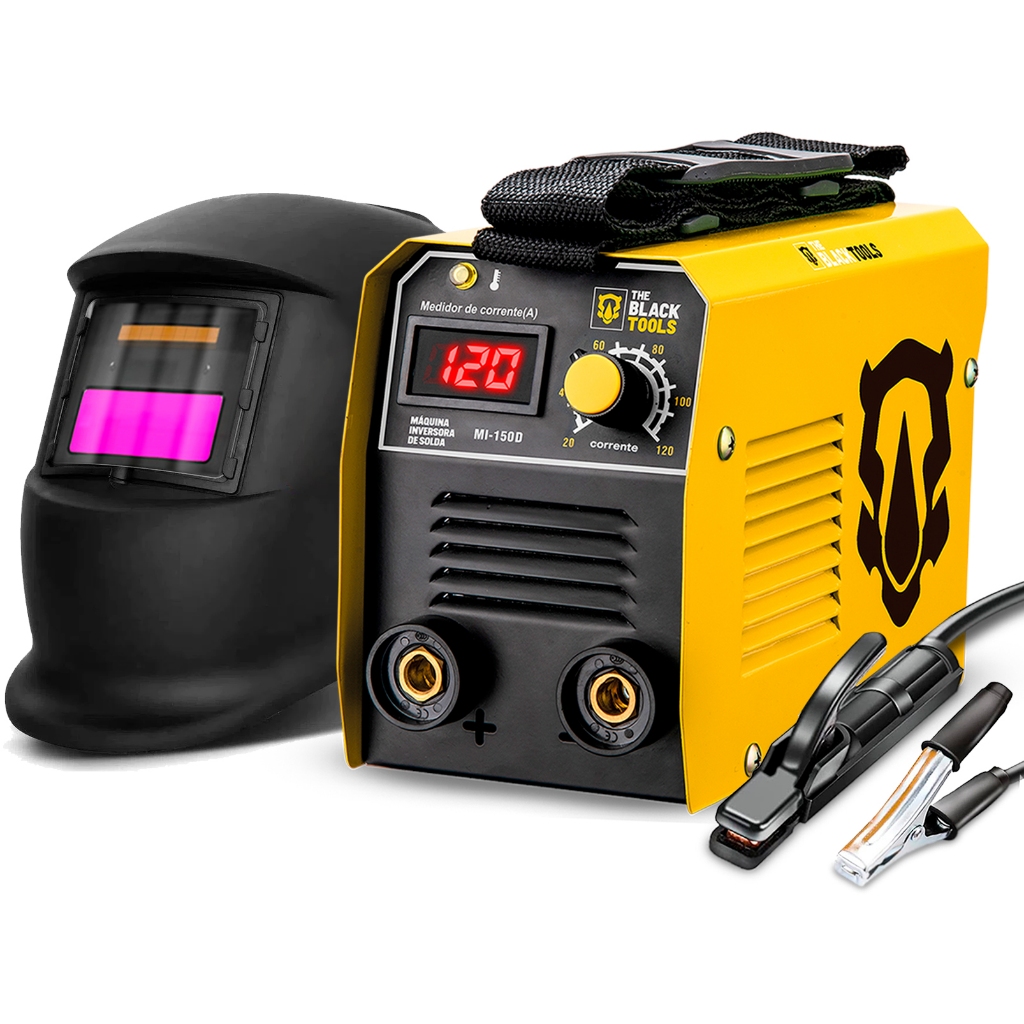 Máquina Inversora Solda Portatil Mma Eletrodo Mi150d 120a 220v Com Mascara De Solda The Black Tools em Oferta na Shopee