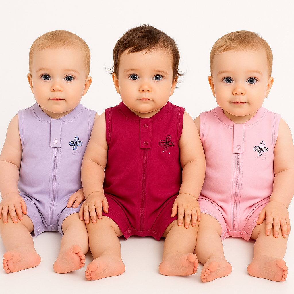 Kit 3 Macacão Infantil Bebê Menina Básico Super Confortável e Leve Lançamento