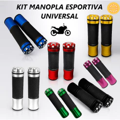 Manopla Luvinha Moto Esportiva Alumínio Borracha Antiderrapante Universal Cores Vrm Prt Crm Azul Drd